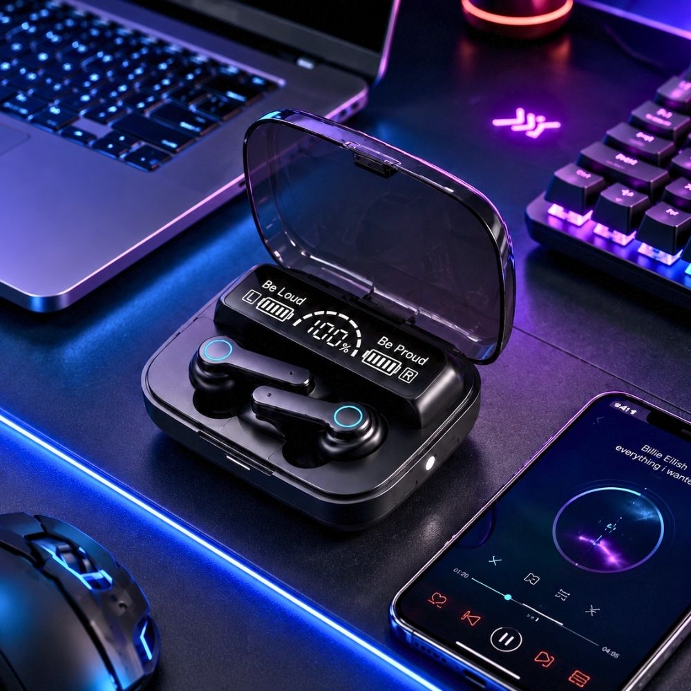 Bluetooth Earbuds attached to keychain
