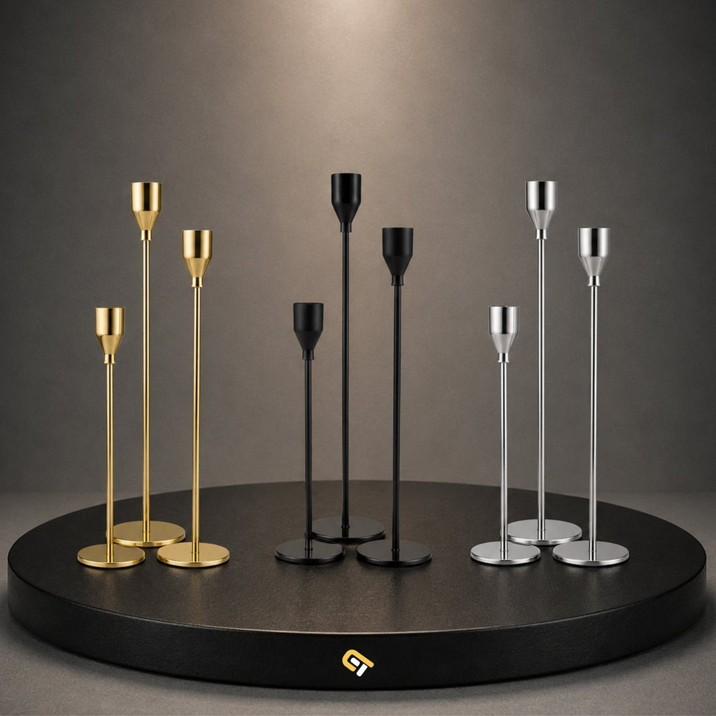 Modern Metal Candle Holder Set
