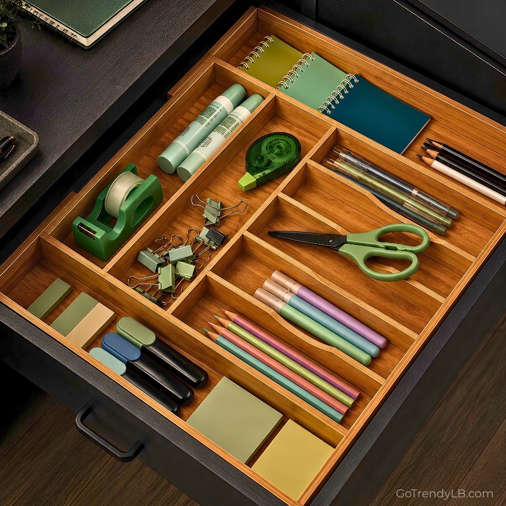 Drawer Organizer expandable bamboo organizer in drawer