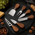Premium 6-piece cheese knife set with acacia wood handles and stainless steel blades