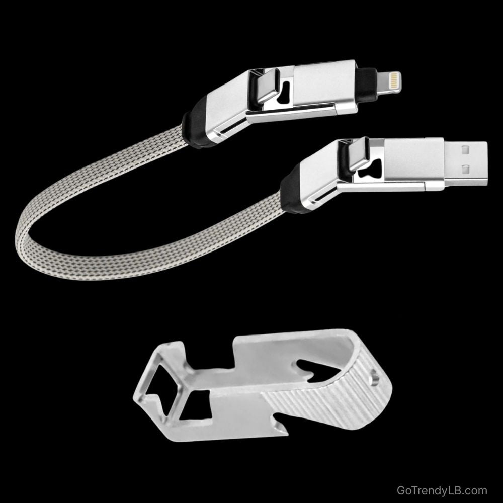 4-in-1 fast charging cable with multiple connectors for smartphones and devices