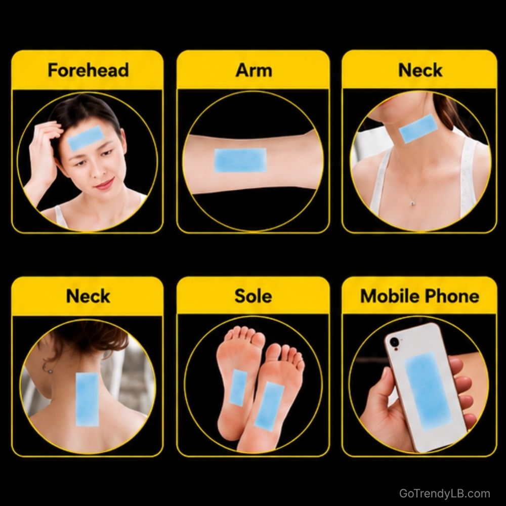 Cooling gel patches designed to provide instant cooling comfort for forehead, neck, body, and everyday use