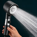 Turbo boost high pressure shower head with built-in water filter and adjustable spray modes