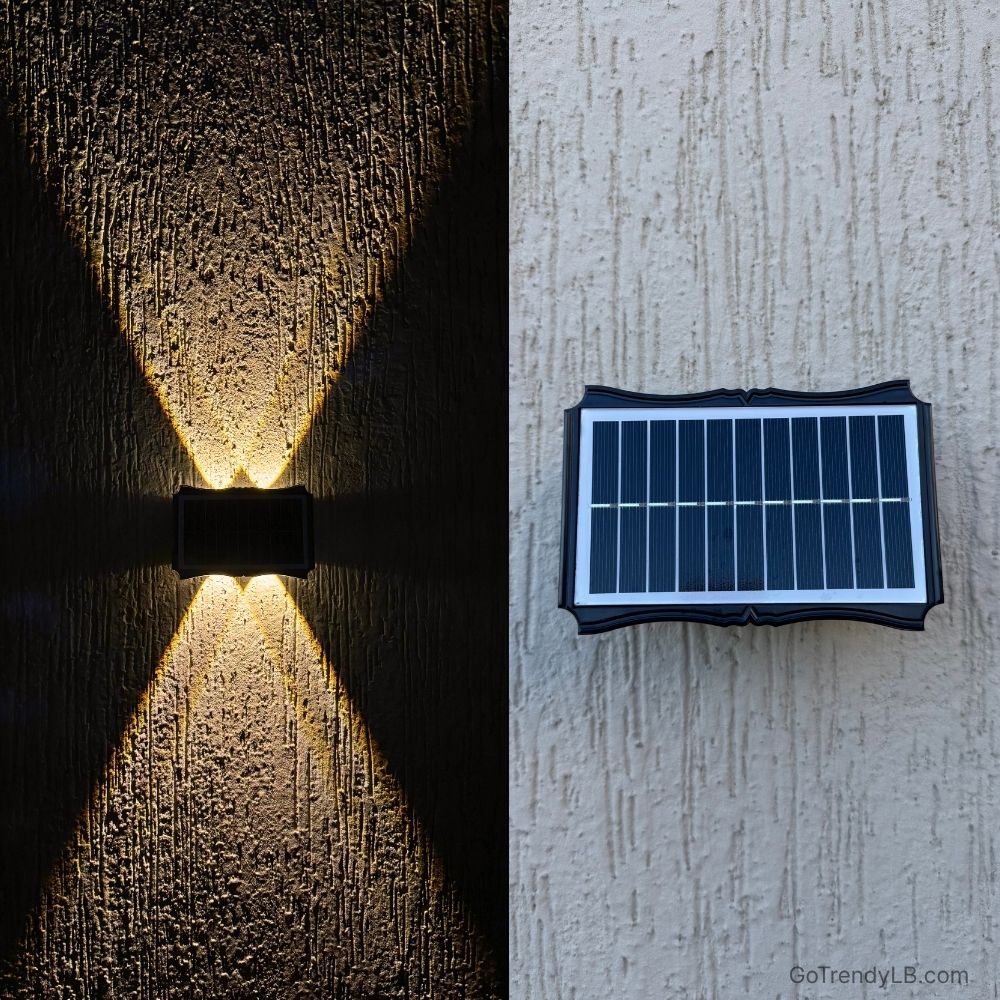 Solar Wall Light solar panel close-up 4LED