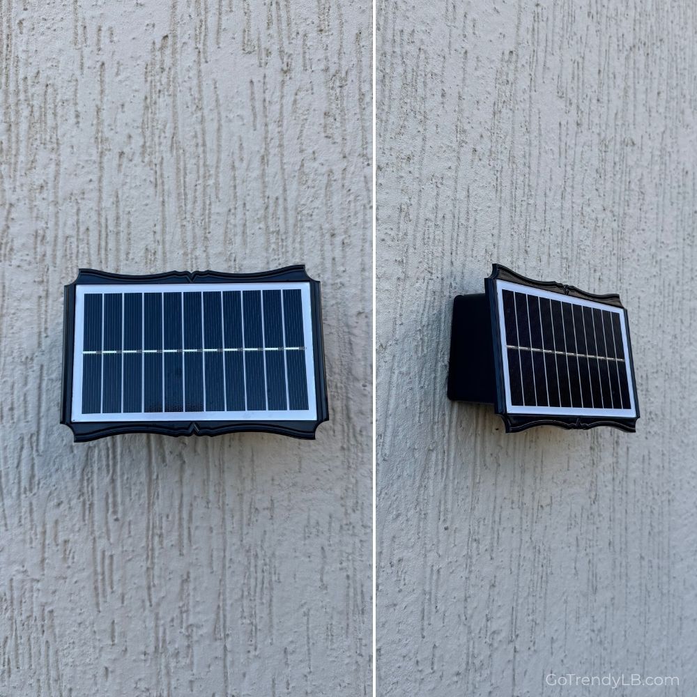 Modern waterproof solar wall light with up and down LED lighting effect for outdoor spaces