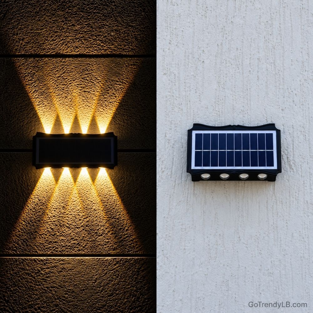 Solar Wall Light solar panel close-up 8LED