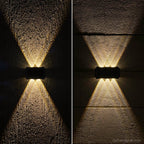 Modern waterproof solar wall light with up and down LED lighting effect for outdoor spaces