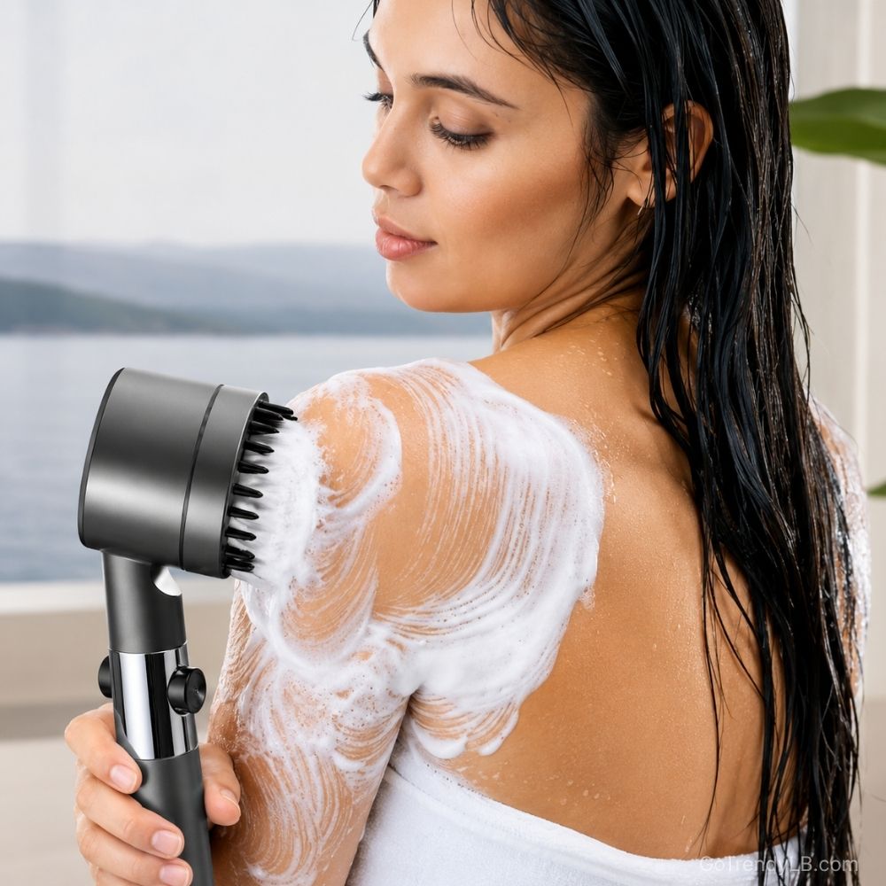 Turbo boost high pressure shower head with built-in water filter and adjustable spray modes