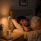 Rechargeable wireless LED table lamp with touch dimming and modern portable design