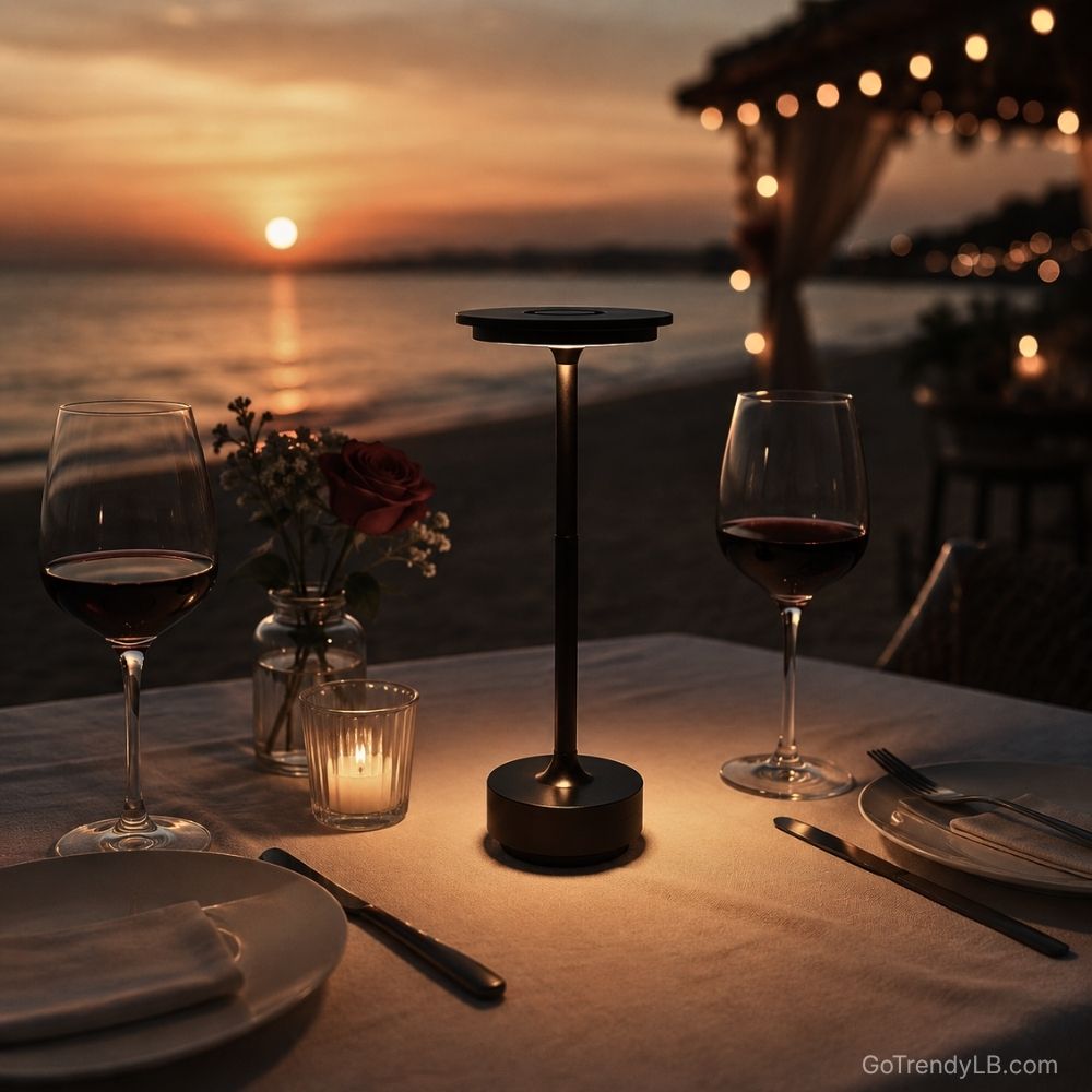 Modern rechargeable LED table lamp providing elegant wireless lighting for bedrooms, dining tables, restaurants, cafes and outdoor spaces